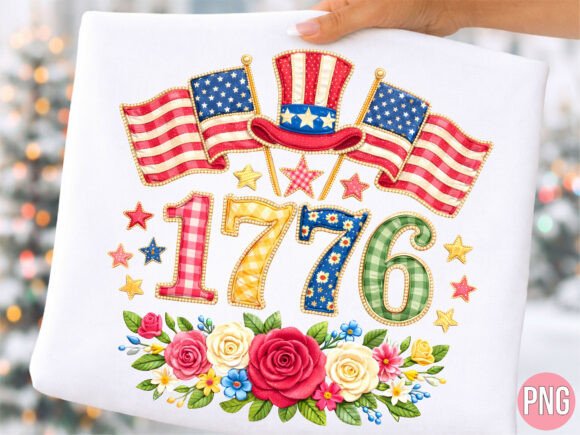 1776 Floral Patriotic Uncle Sam PNG
