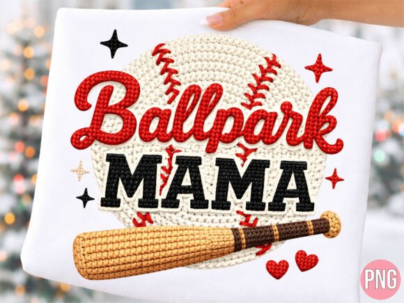 Ballpark Mama Crochet Baseball PNG: A Digital Design Resource for Creative Projects