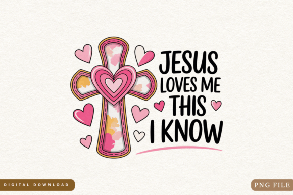 Elevate Your Print-on-Demand Store with the Jesus Loves Me This I Know Pink Cross PN Design
