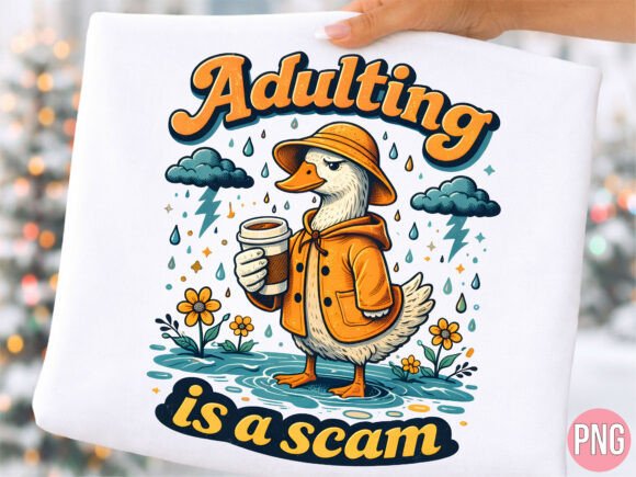 Embracing Humor in Design: The Adulting is a Scam Duck Rain Quote PNG for Modern Creators