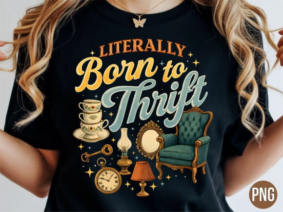 Evaluating the Born to Thrift Vintage Antique Lover PNG for Creative Projects