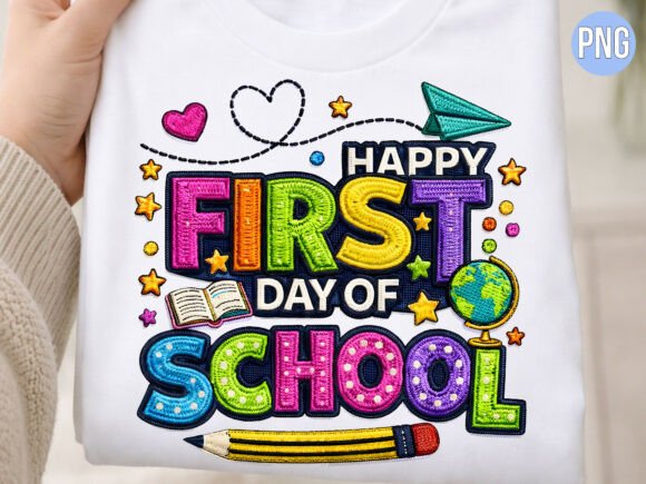 First Day of School Embroidery PNG