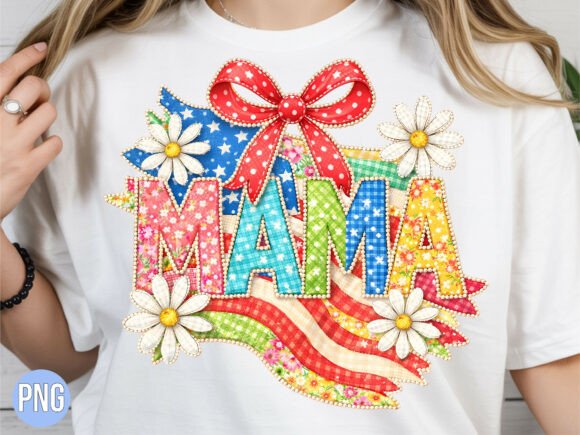 Floral Patriotic Mama Shirt Design PNG