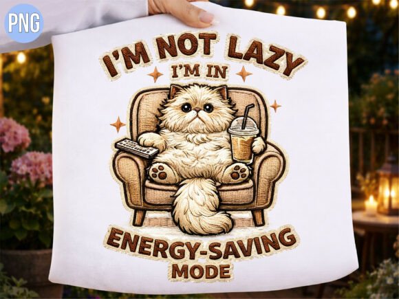 Funny Energy Saving Mode Cat PNG