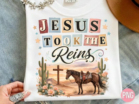 Jesus Took the Reins Western Cross PNG: Elevating Faith-Based Design with High-Quality Digital Assets