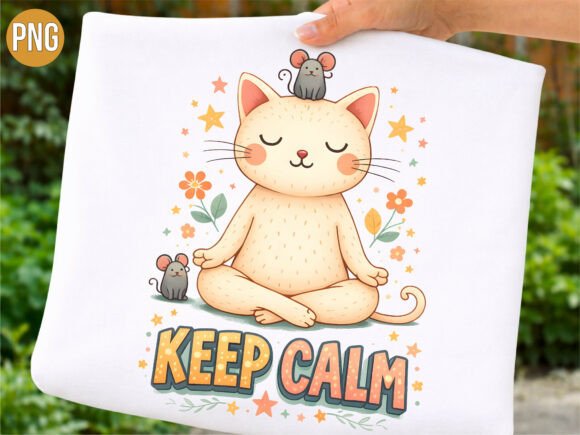 Keep Calm Yoga Cat Meditation PNG