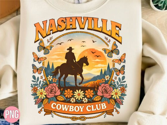 Nashville Cowboy Club Horse Sunset PNG: Elevating Creative Projects with High-Quality Digital Art