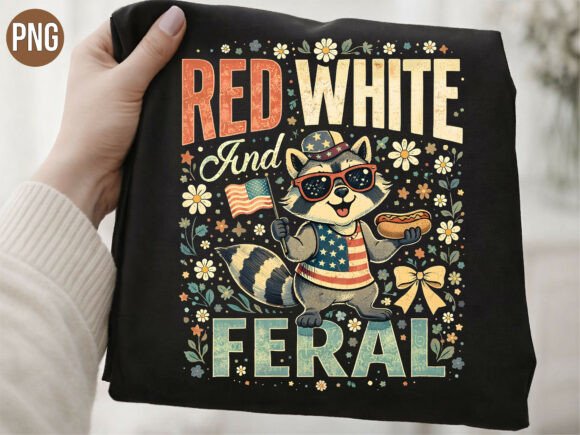 Patriotic Feral Raccoon 4th of July PNG: A Unique Twist for Summer Designs