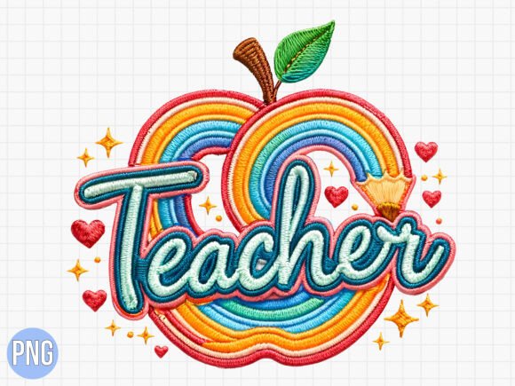 Teacher Rainbow Apple Applique Patch PNG: A Guide to High-Quality Digital Design
