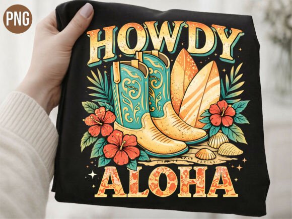 Unleashing Creativity with the Howdy Aloha Cowboy Boots Beach Shirt PNG
